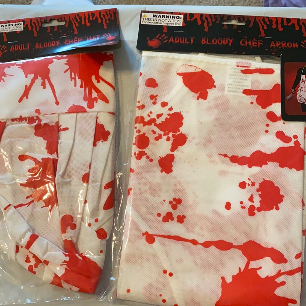 Adult Bloody Chef Apron & Hat